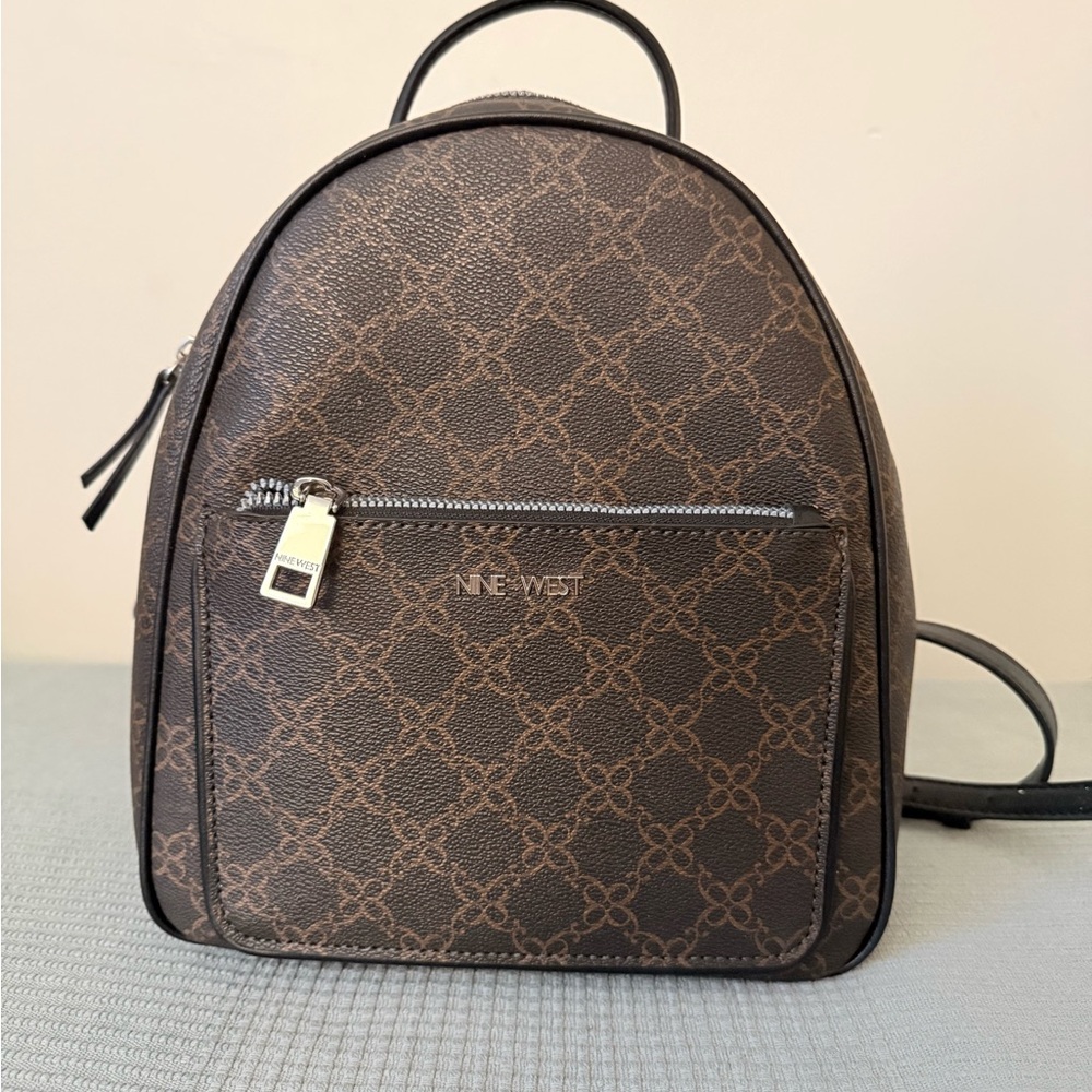 Nine West Dark Brown Patterned Backpack - image 1
